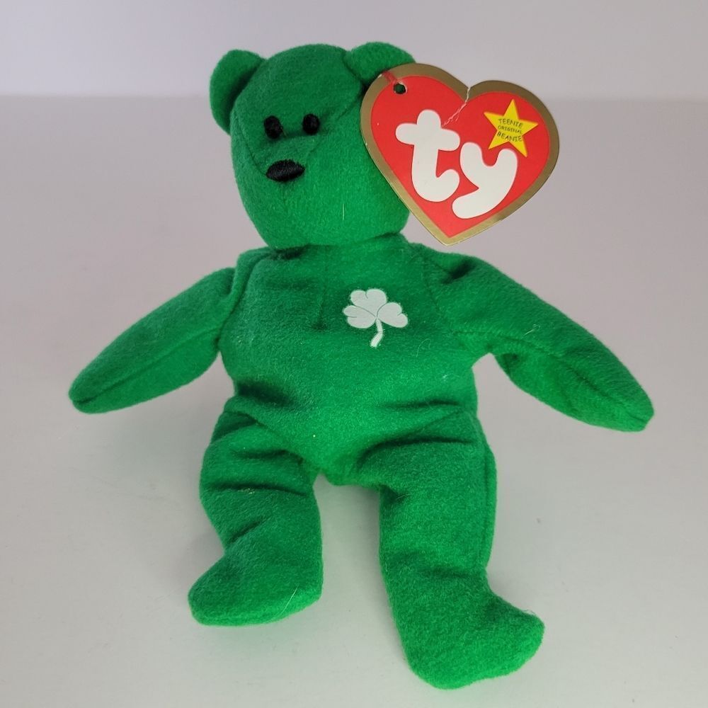Ty Teenie Beanie Babies 1993 Green Erin The Bear Plush Collectible Shamrock